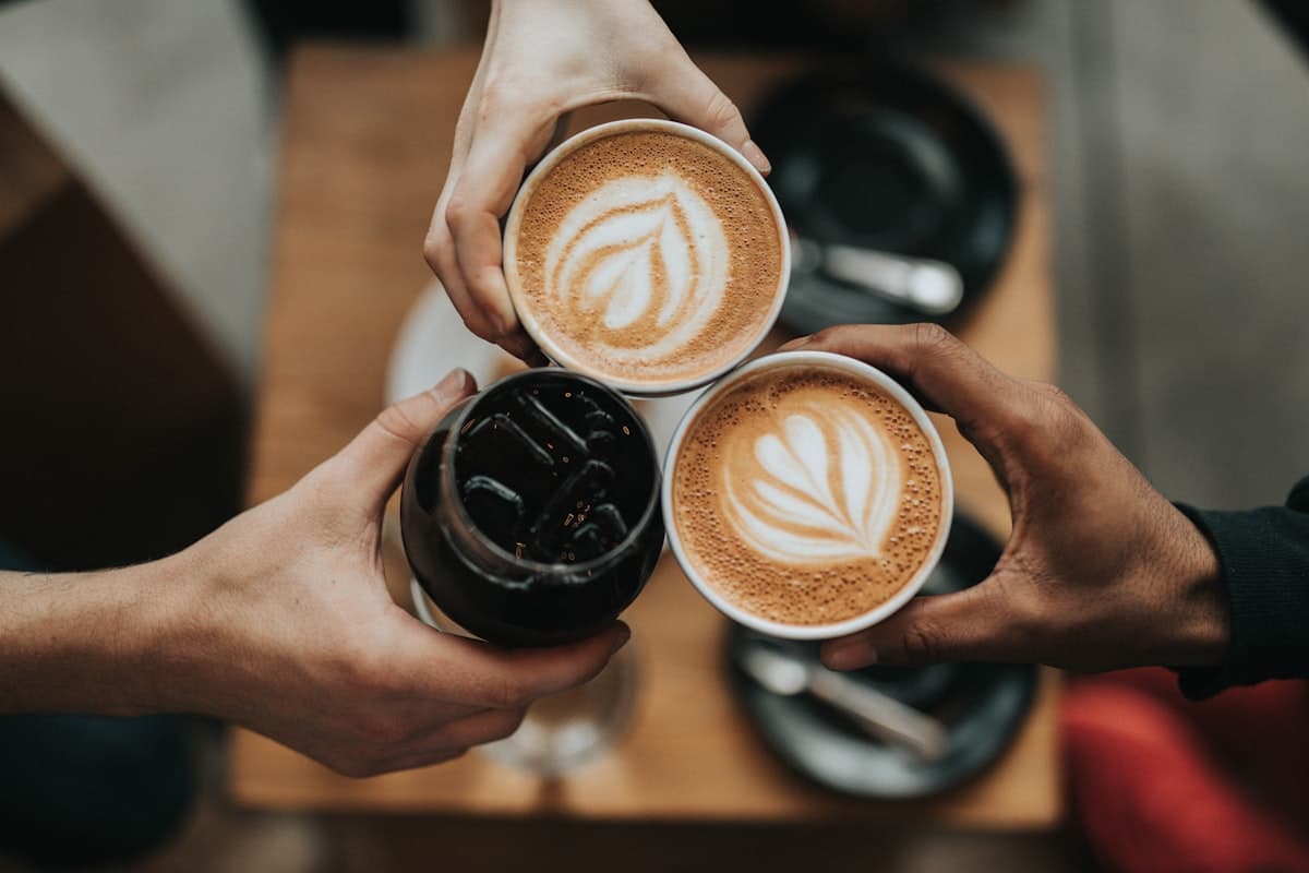 Busy cafe counter with barista service