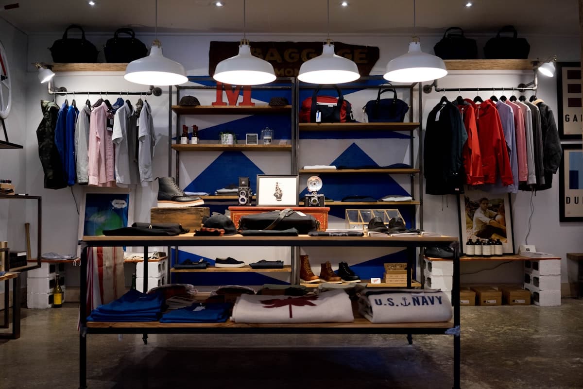 Retail shop floor with merchandise displays